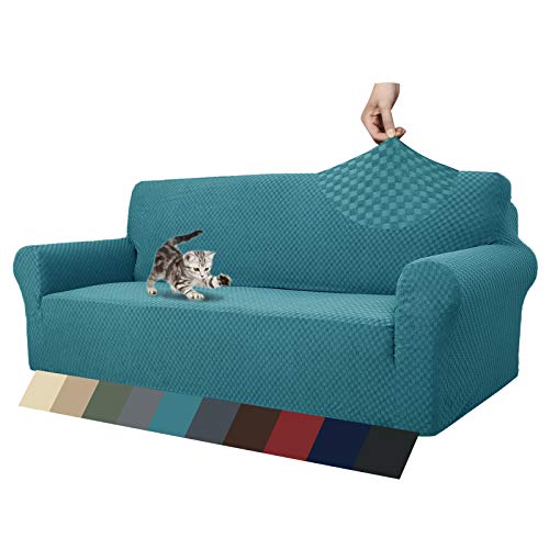 MAXIJIN, As mais novas capas de sofá jacquard para sofá de 3 lugares, elástico, antiderrapante, para cão, 1 unidade, capas elásticas para sofá, protetores de móveis (3 lugar, azul pavão real)