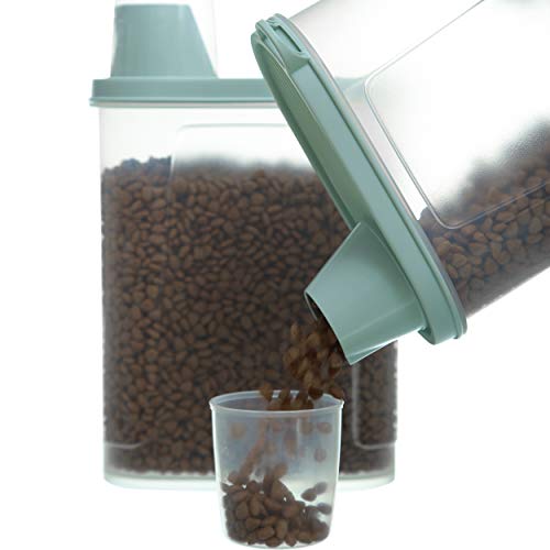 Citylife Conjunto de 2 recipientes herméticos para comida para cães, 2,3 L recipiente de armazenamento impermeável comida de gato, copo medidor de alimentos, adequado para cereais, comida para animais