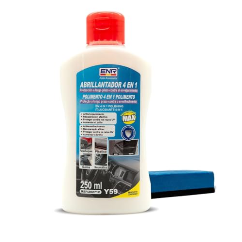 Enerfero renovador plásticos carro - limpeza carro - limpa painéis carro - limpador e protetor multifunções-brilhante de pneus 250 ml esponja fórmula à base de água