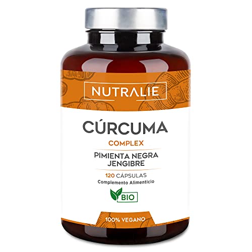 Cúrcuma orgânica com turmérico (650 mg), gengibre (50mg) e pimenta preta (10 mg) | 120 cápsulas vegetais | Máxima qualidade | Anti-inflamatório e antioxidante natural | Nutralie