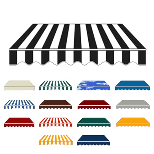 Toldo articulado impermeável, proteção solar, toldo para varanda: com moldura grossa, toldo extensível manual, prático e inoxidável, proteção UV (preto e branco, 2 x 1,5 m)
