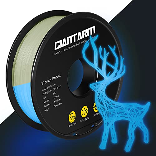GIANTARM PLA Filamento 1,75 mm azul Luminous, filamento que brilha no escuro para impressora 3D, 1 kg Spool