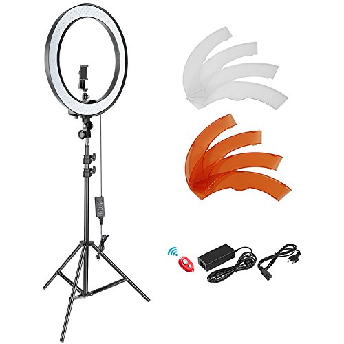 NEEWER 18"/45 cm Aro de luz LED W/suporte, suporte para telemóvel, sapato frio, filtros, 58 W 5600 K 0-100 % regulável anel grande luz Selfie para câmara Live Stream maquilhagem estúdio foto vídeo, RL