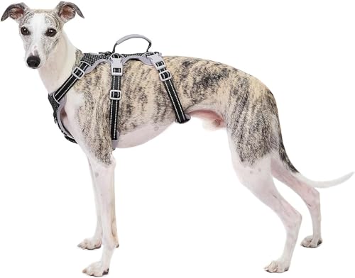 Huntboo Arnês para cães à prova de fugas, arnês para artistas de escape, arnês totalmente refletor com alça acolchoada, respirável, colete ajustável para cães grandes que passeam