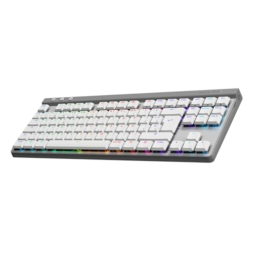 Logitech G G515 Lightspeed TKL de perfil baixo teclado para jogos sem fio, RGB LIGHTSYNC, design fino sem teclado numérico, teclas PBT, interruptores mecânicos táteis QWERTY espanhol - branco