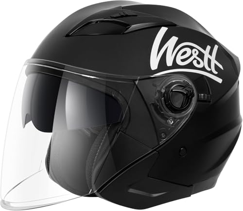 Westt Jet Capacete mota homem mulher capacete de mota com viseira dupla capacete capacete Jet Scooter Trail, certificado ECE Dot, tamanhos S-XL