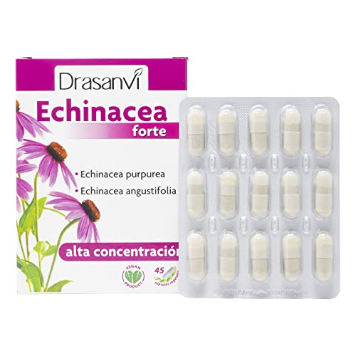 DRASANVI ECHINACEA FORTE - Equinacea púrpura Equinacea angustifolia - Em forma de extrato seco padronizado - Vegano - sem glúten - 45 cápsulas vegetais