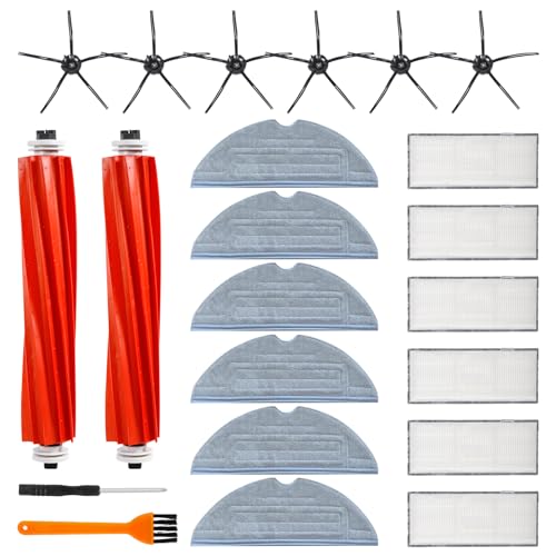 AMZJMT Conjunto de 22 acessórios Roborock S7, peças de substituição para Roborock S7/S7+/T7S Plus, 2 escovas principais, 6 filtros, 6 escovas laterais, 6 panos de microfibra para aspiradores Roborock
