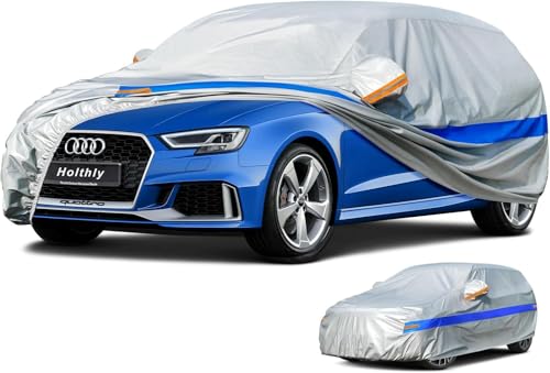 Holthly Capa de carro exterior impermeável, cobertura de carro de 10 camadas, cobertura de carro protetor de sol, capa para carro adequado para VW Golf, Hyundai Kona, Renault Megane,Seat Leon, Citroen