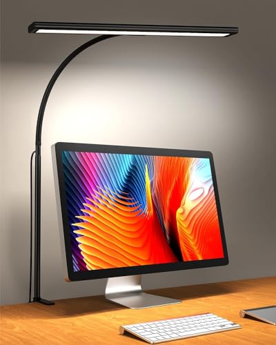 iFalarila 160 LED candeeiro de mesa com grampo, 70 cm candeeiros de mesa mais brilhantes 360 ° candeeiro de leitura flexível com carregador USB para trabalho estúdio ou leitura - adaptador incluído