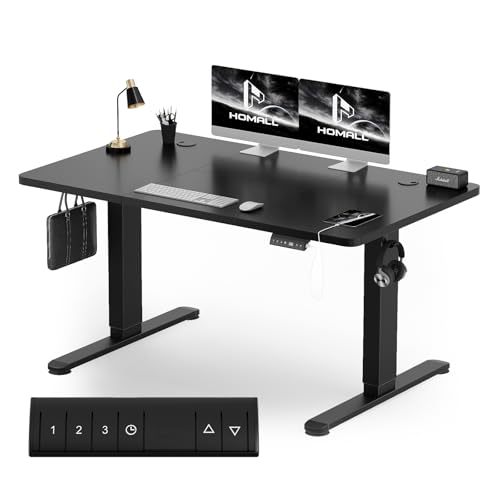 Homall 120 x 60 cm mesa ajustável em altura, mesa de pé com placa de quatro peças, mesa computador com função de memória