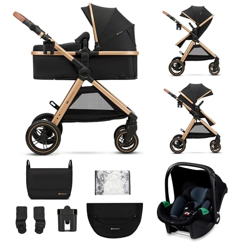 Kinderkraft ESME Cadeira de carro 3 em 1 conjunto, com porta-bebés Mink PRO I-Size, sistema de viagem, carrinho para bebé, carrinho, dobrável, para recém-nascido até 4 anos, preto