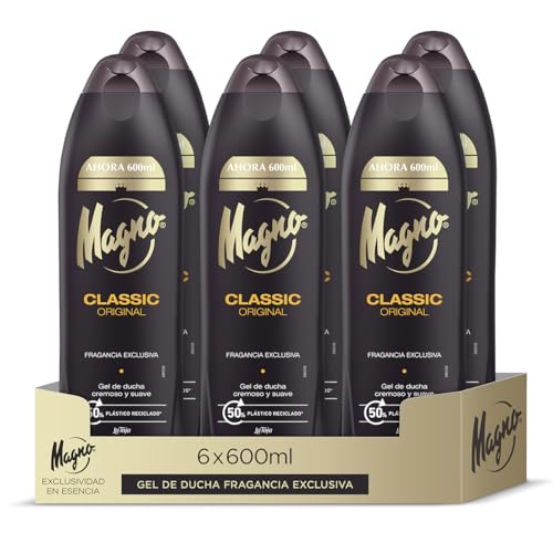 Magno - Gel de duche clássico, pacote de 6 de 600 ml (3,600 ml) - Cremoso e agradável - a sua fragrância não o deixará indiferente