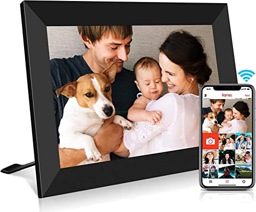 FRAMEO WiFi Moldura digital para fotografias, ecrã táctil HD IPS, fotografias e vídeos podem ser partilhados em qualquer momento e em qualquer lugar, através da aplicação, 16 GB de memória