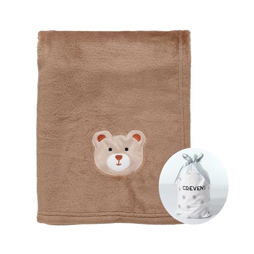 CREVENT Cobertor quente e aconchegante de 76 x 101 cm para meninas, meninos, bebés, roupa de cama para berço, carrinho, Baby Shower, aniversário, presente para recém-nascidos, urso