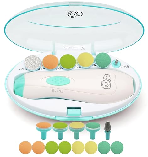 Lima de unhas para bebés - Royal Angels 21 em 1 corta-unhas elétrico para bebés para unhas e dedos dos pés para recém-nascidos e crianças pequenas 20 em 1 (verde)