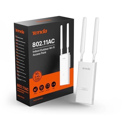Tenda OAP1200 AC1200 Gigabit de ponto de acesso sem fios para exteriores, banda dupla, suporta PoE 802.3at/PoE passivo, montagem na parede/poste, IP65 resistente à água, MU-MIMO, modos Ap/Reino