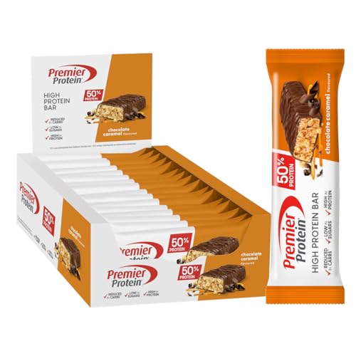 Premier Protein High Protein Bar chocolate caramelo 16 x 40 g - alto teor de proteínas sem óleo de palma