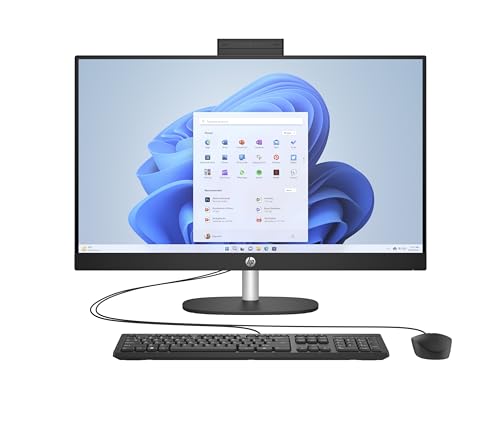 HP All-in-One 24-cr0101ns Computador de mesa FHD de 23,8" (Intel Core i3-N300, 8 GB RAM, 512 GB SSD, Intel UHD Graphics, Windows) Black, teclado QWERTY espanhol