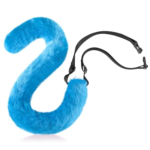 Boyiee Cauda de gato falsa de gato de pele cauda de gato longa e esponja de gato para disfarce de Halloween jogos de RPG acessórios de cosplay de gato para mulher adulto
