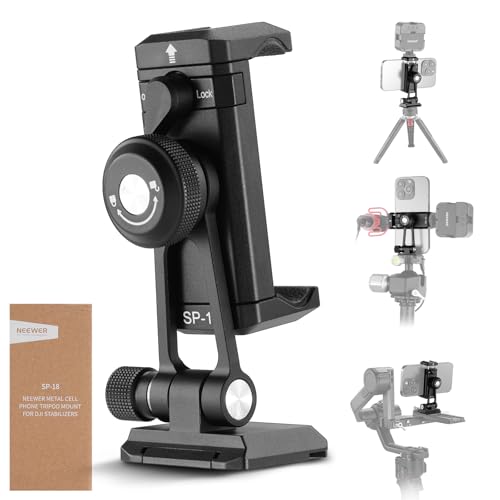 NEEWER Adaptador de montagem tripé telefone com base QR tipo arca, sapato frio, orifícios 1/4" 3/8", suporte para telefone compatível com iPhone Samsung Arca Swiss dji RS 4 Pro 3 2 estabilizador,