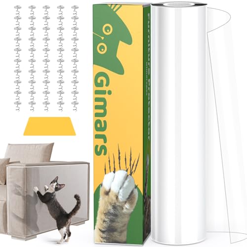 Gimars Protetor para sofá de gatos, arranhando 20 cm x 5 m, fita transparente autocolante para sofá, poltrona, porta e parede, proteção contra garras de gatos e cães