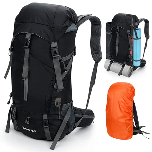 Cozary Mochila Trekking 70 l impermeável antiderrapante com cobertura, sistema respirável para caminhadas campismo montanhismo