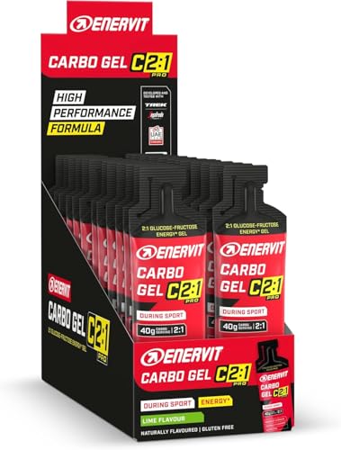 ENERVIT Carbo Gel C2:1PRO Lime, embalagem de 60 ml, gel à base de maldextrina e frutose na proporção de 2:1, com 40 g de carboidratos por 60 ml de gel, sem glúten, sabor lima