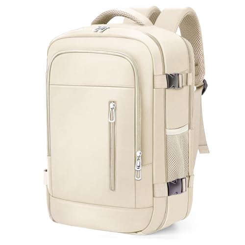 OTAHGK Mochila de viagem cabine avião 40 x 20 x 25 para Ryanair bagagem de mão malas de cabine mala de viagem para portátil de 14 polegadas, Bege, Casual