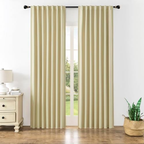 Joydeco Cortinas 2 peças opacas blackout anti-ruído quarto sala de estar modernas cortina separador de ambientes acústica cozinha bege claro 2 x 210 x 132