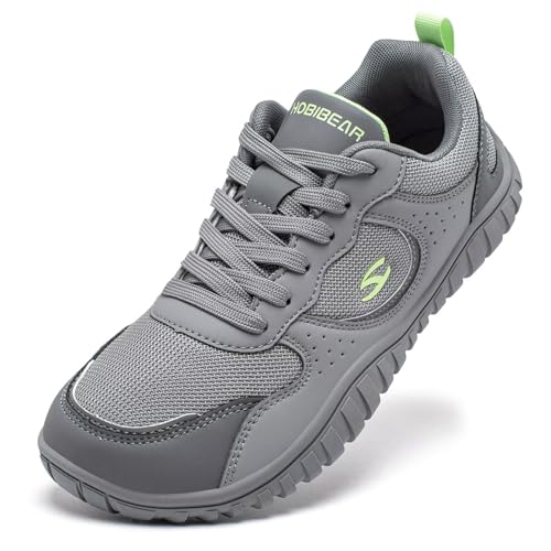 HOBIBEAR Sapatos descalços para homem e mulher, biqueira larga, sapatilhas confortáveis de corrida em trilho