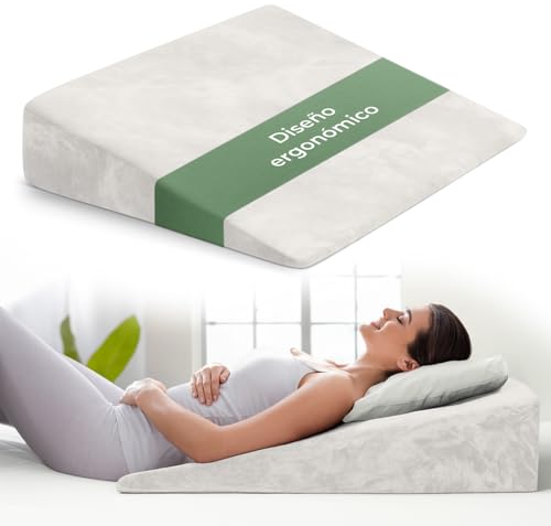 Well B4 Almofada de cunha ergonómica para cama e sofá, almofada de cunha [com 2 zonas de reclinação], almofada costas, almofada anti-refluxo confortável e almofada de leitura para elevação do sono ou
