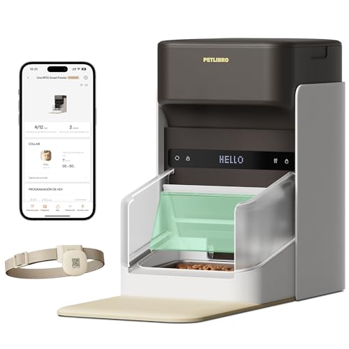 PETLIBRO Alimentador automático RFID 5G Wi-Fi para animais de estimação, alimentador automático para gatos, com sensor de etiqueta de pescoço, com aplicação 1-10 refeições, 3 litros