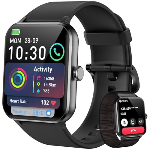 Blackview Relógio inteligente homem mulher com chamadas, pulso / oxímetro / sono/pedómetro, 1,85" Smartwatch homem com Whatsapp mensagens, 100 modos desportivos, pulseira atividade para Android iOS