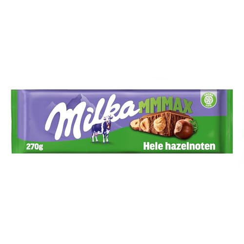 Milka MMMAX Comprimido grande de chocolate com leite dos alpes com avelãs inteiras 270 g