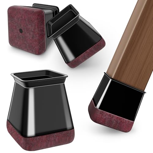 24 peças protetor pernas cadeiras silicone quadrado, feltro cadeiras, almofadas para pernas de cadeira, protegem os pisos de raiões, reduzem o ruído preto M: 20 - 25,9 mm