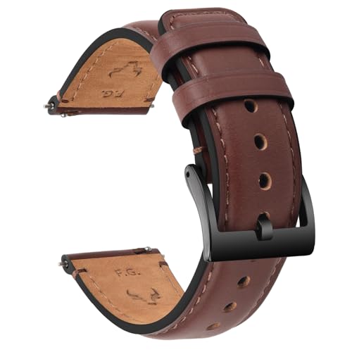 Fullmosa Pulseira de relógio 22 mm 20 mm 18 mm, correia de couro de libertação rápida, correia de substituição para homens / mulheres, correia de relógio para Samsung Galaxy Watch/Huawei Smart Watch