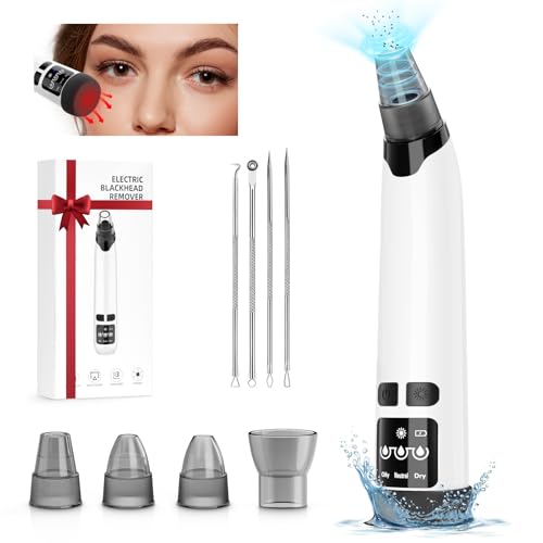 NIWOHOM Succionador de pontos pretos com 3 modos de sucção e 4 pontas intercambiáveis, função de compressão quente para cuidados com a pele seca, gordura, mista e limpeza profunda remover pontos