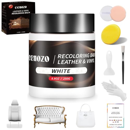 cenozo Kit de reparação para couro branco, tinta para reparador de couro líquido, massa de reparação de couro, pintura para reparação de couro, para reparador de manchas, riscos, rachaduras