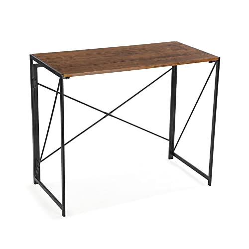 Versa Jack mesa dobrável para computador, mesa para quarto ou estúdio. Mesa de jogos, medidas (C x L x A) 74 x 45 x 90 cm, madeira e metal, cor castanho