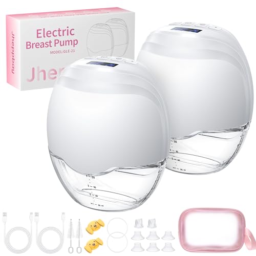 Lanches elétrico mãos livres portátil - Jheppbay tudo em um extrator de leite materno com selo duplo, sem BPA, 3 modos e 12 níveis, com flange 17/19/21/24 mm, 2 peças