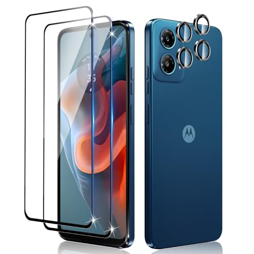 Lutree Para Motorola Moto G34 protetor de ecrã, vidro temperado protetor de lente de câmera, [2 2 peças] 9H dureza sem bolhas HD anti-riscos película protetora