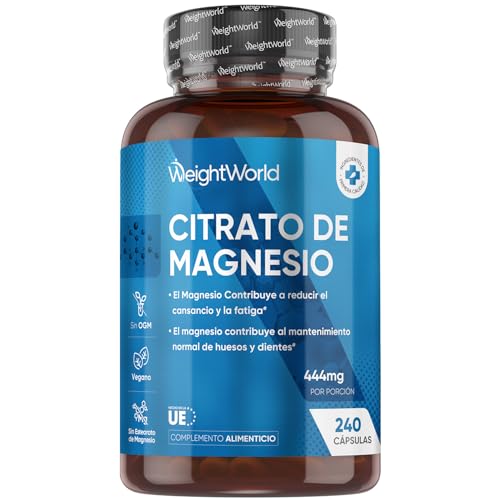 Citrato de magnésio 240 cápsulas veganas, 444 mg de magnésio puro provenientes de 1480 mg de cirato, para 4 meses contribui para a redução do cansaço e da fadiga (EFSA), sem glúten nem OGM