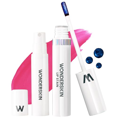 Wonderskin Wonder Blading Lip Stain Peel Off And Reveal Kit - Corante de lábios rosa de longa duração, resistente à água, kit de tinta de maquilhagem natural à prova de transferência (Neon Rose)