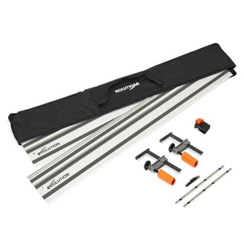 Evolution Power Tools ST2800-G2 Trilho guia para serra circular | universal para a maioria das marcas Makita, Bosch, Festool | 2,8 m (2 x 1400 mm), Incl. Acessório de ponta final