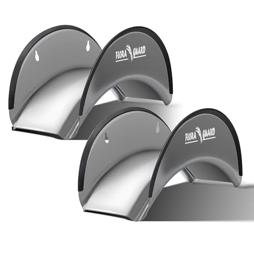 FLORA GUARD 2 suportes de metal para mangueira de jardim, suporte para mangueira de parede, suporte para mangueira resistente à corrosão e estrutura de mangueira inoxidável com parafusos e parafuso de