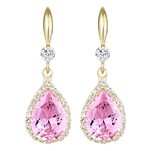Linawe Brincos suspensos para mulher, brincos pendentes, jóias de ouro, prata e ouro rosa, brincos pendentes de cristal com diamantes, jóias de moda para casamentos