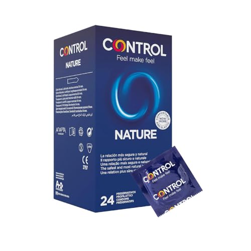 Control Preservativos natureza. Caixa pack poupança de 24 preservativos para um prazer natural, lubrificados, sexo seguro, ajuste perfeito