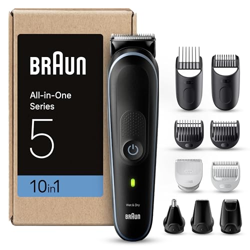 Braun Aparador de barba série 5 máquina de cortar cabelo, máquina de barbear, corta-pelos para homem, kit 10 em 1 para barba, cabelo, depilação masculina, MGK5445