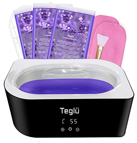 Teglu Aquecedor de parafina para mãos e pés 4 litros, máquina de casa de banho com 3 x 450 g, cera de parafina, 200 W, preto